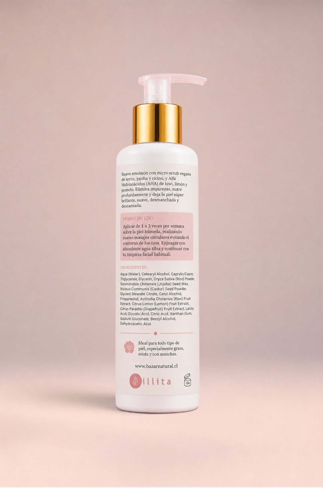 Crema Exfoliante Micro Scrub Illita | Arroz · Jojoba · Ricino · AHA Frutas