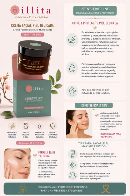 Crema Facial Nutritiva Piel Sensible Illita - Sensitive Line