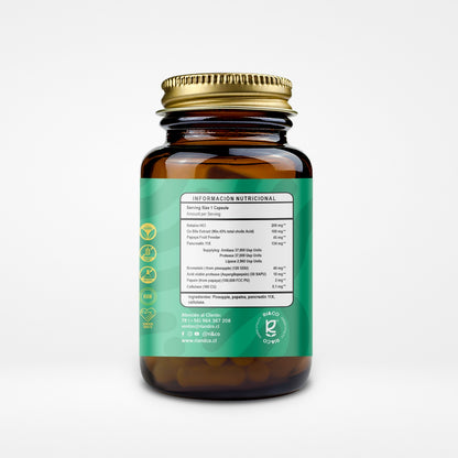 Enzimas Digestivas 500mg · Betaína HCl, Papaya & Piña – 60 Cápsulas