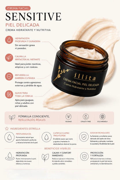 Crema Facial Nutritiva Piel Sensible Illita - Sensitive Line