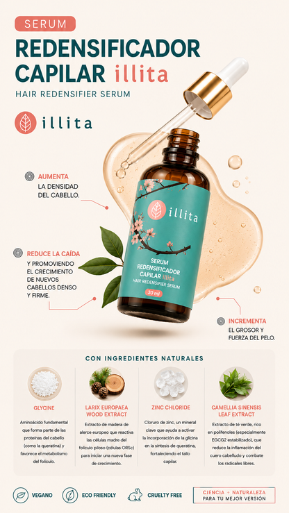 SERUM REDENSIFICADOR CAPILAR illita: Redensyl® Anti Caída + Densificador