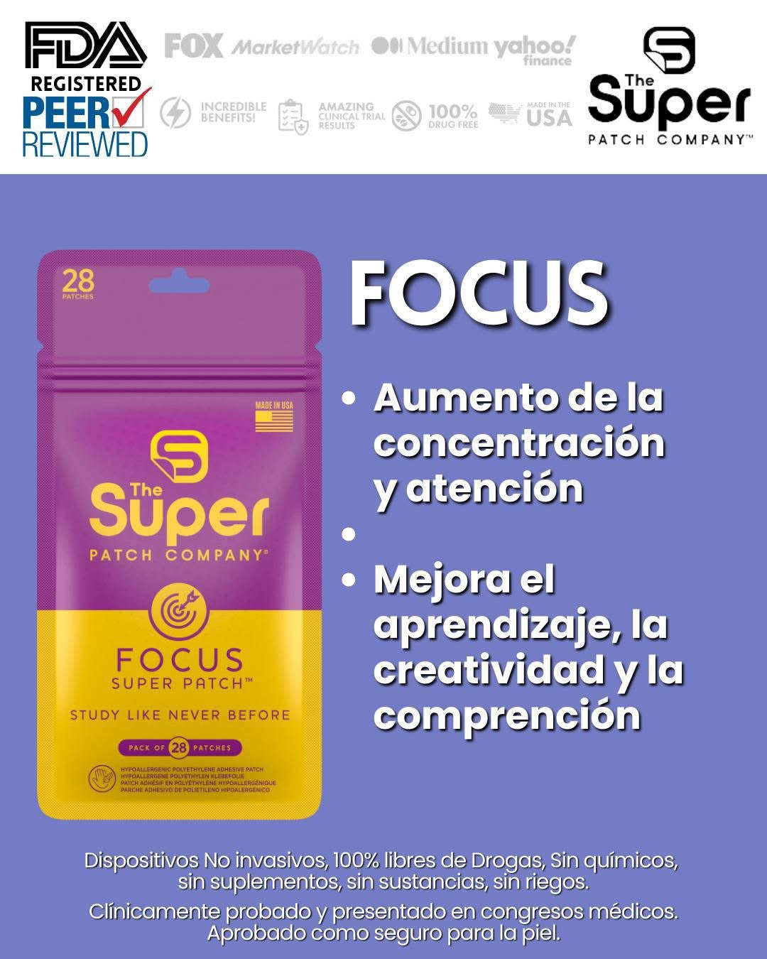 Super Patch FOCUS - Concentración, Claridad Mental y Productividad