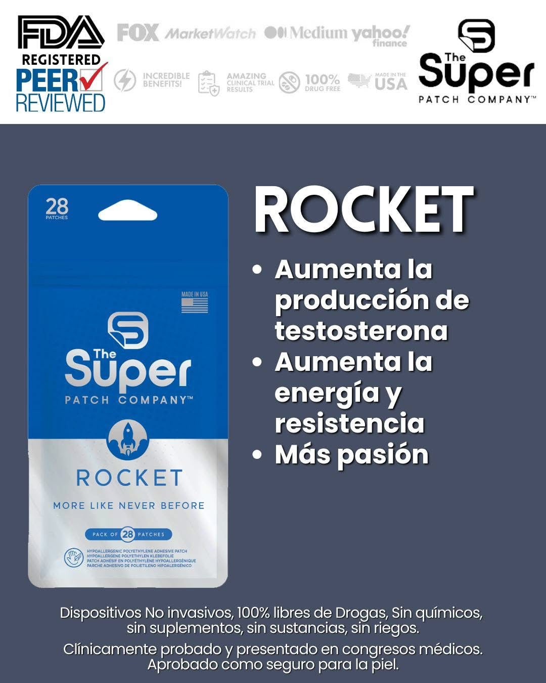 Super Patch ROCKET - Testosterona, Energía y Resistencia Masculina