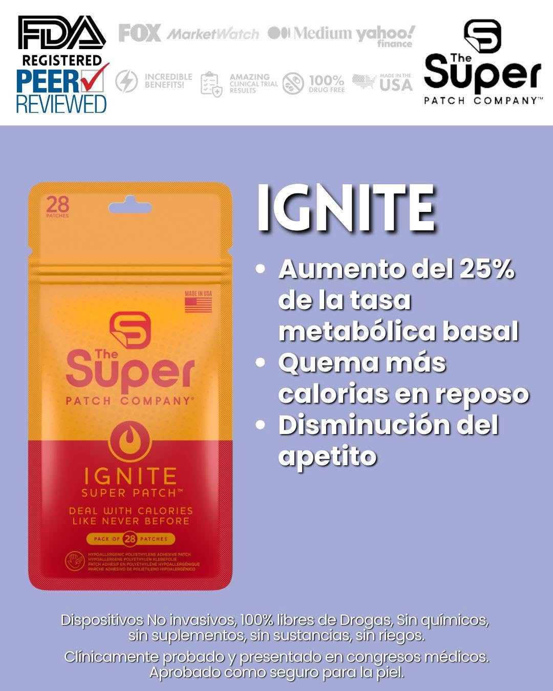 Super Patch IGNITE - Acelera Metabolismo +25% y Quema Calorías