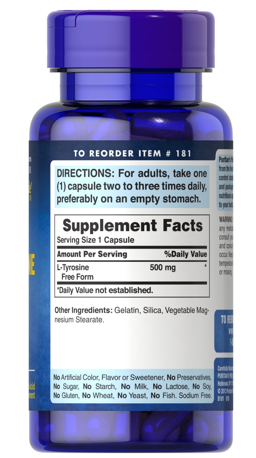 L-Tirosina 500 mg – Puritan's Pride