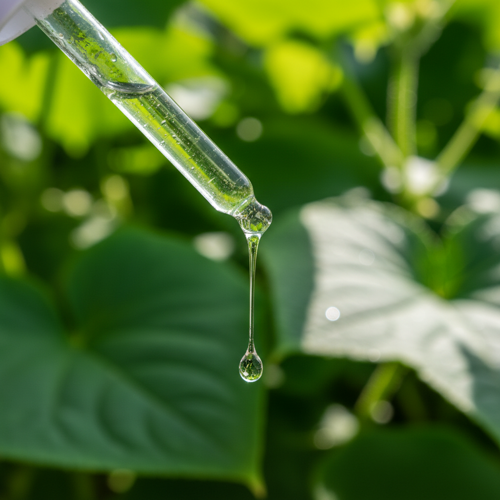 Detalle del líquido de pepino cayendo