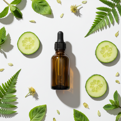 Flat lay del extracto de pepino