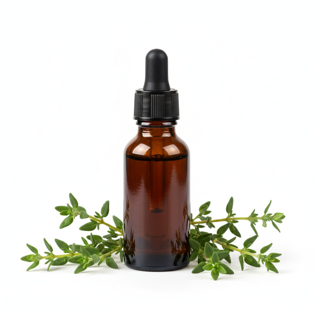 Frasco cerrado con extracto de tomillo