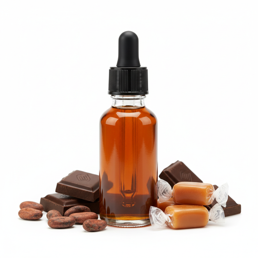 Frasco cerrado con fragancia candy & cocoa ámbar