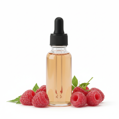 Frasco cerrado con fragancia frambuesa ámbar claro