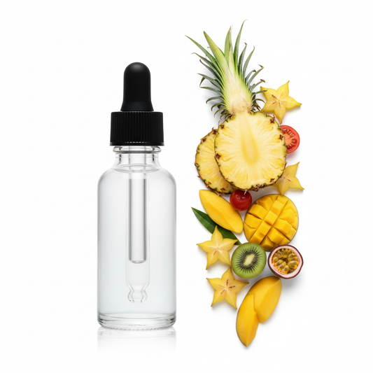 Frasco cerrado con fragancia frutas tropicales