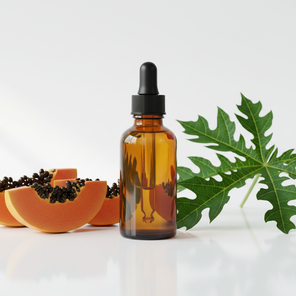 Frasco con extracto de papaya