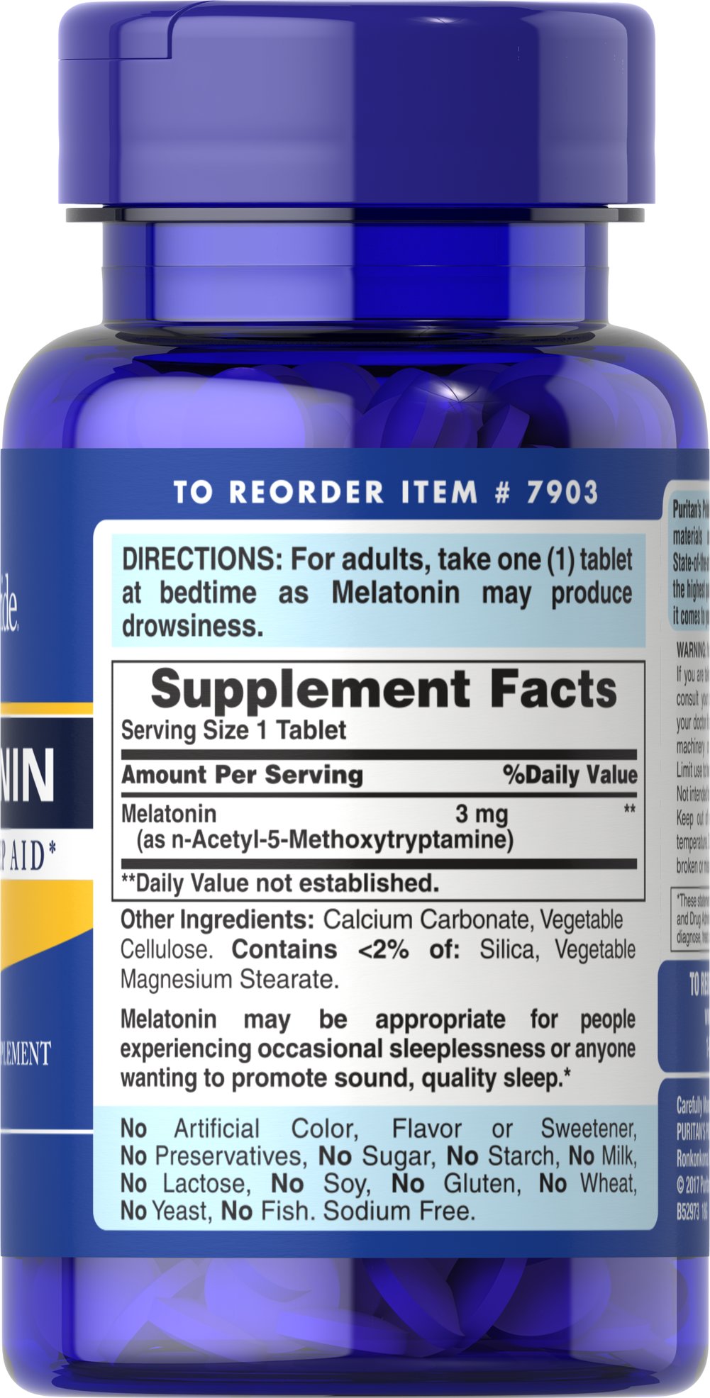 Melatonina 3 mg – Puritan's Pride