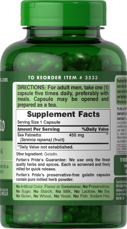 Saw Palmetto 450 mg – Puritan's Pride